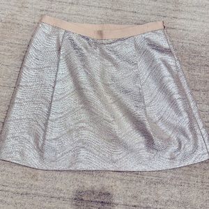 Tory Burch Metallic Silk Rose Gold mini skirt. pleated with pockets. Excellent.
